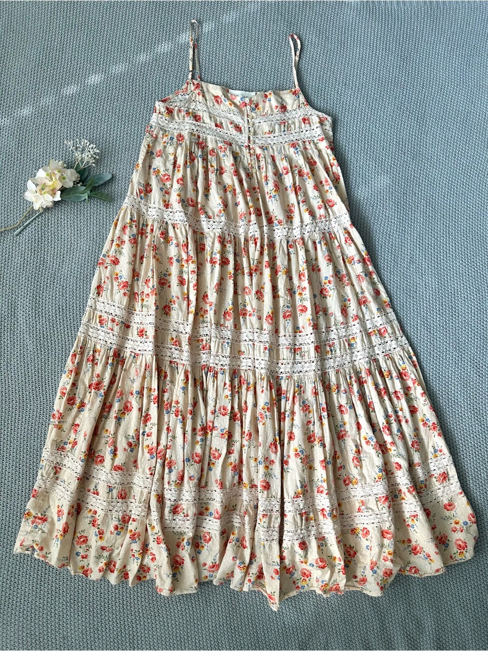 The Great. Serenade Dress in Pale Pink Kerchief Rose Print Medium